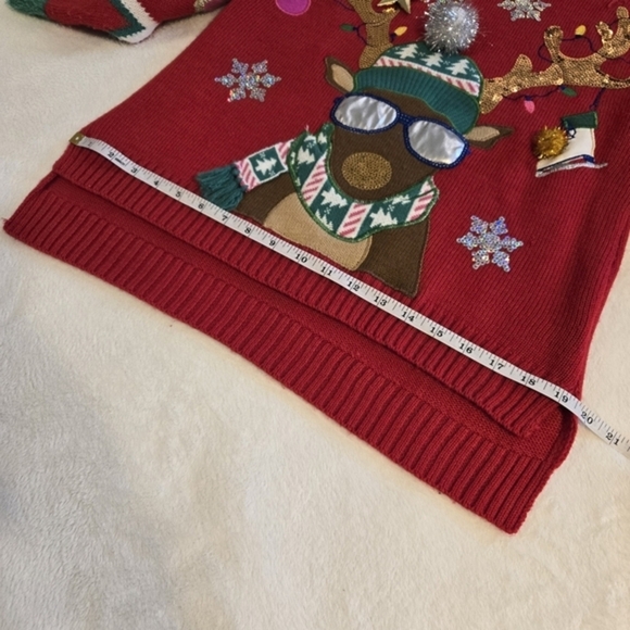 United‎ States Sweaters Women's Ugly Christmas Reindeer 3D Long Sleeve Medium - Picture 15 of 16